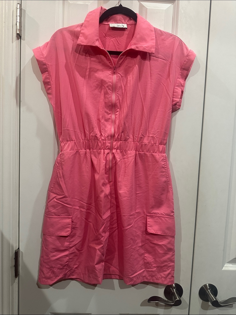 NWOT Sadie & Sage Pink Zip-Front Shirt Dress size S